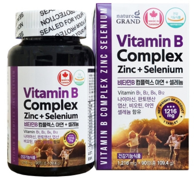 네이처그랜드 비타민B컴플렉스 아연 셀레늄 활성비타민B 1216mg, 90정, 2개