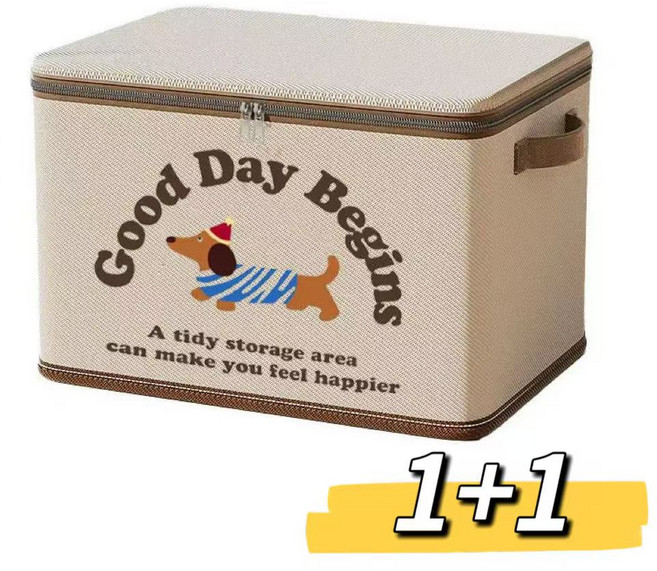 스타일닥터 1+1 대용량 리빙박스 이불 옷 접이식 수납박스 정리함, 2개, 사진색