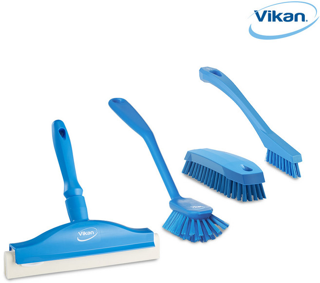 [바이칸] 욕실청소 4종세트(브러쉬+스퀴지) B타입, 파랑, 1세트