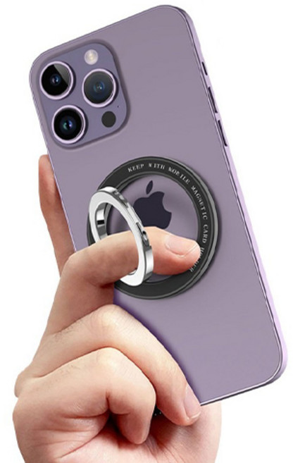 맥세이프 마그네틱 핸드폰 휴대폰 거치대 스마트 톡 360도 그립 핑거 링 홀더 블랙, 1개