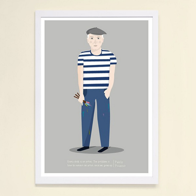 摩達客西班牙知名插畫家Judy Kaufmann藝術創作海報版畫掛畫- Picasso巴勃羅.畢卡索