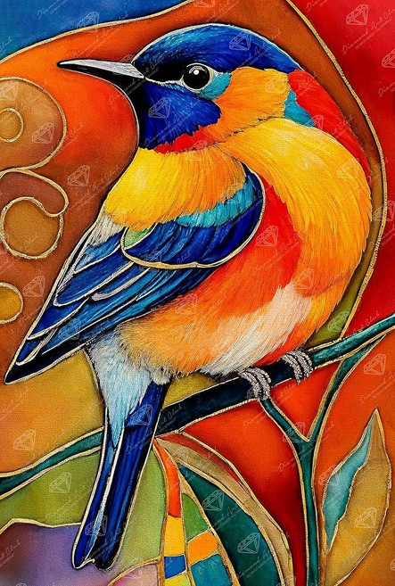 DIAMOND ART CLUB Bird of Joy 다이아몬드 페인팅 키트 성인을 위한 재미있는 DIY 공예 초보자를 위한 라운드 다이아몬드 아트 캔버스 22.8cm x, DIAMOND ART CLUB Bird of Joy 다