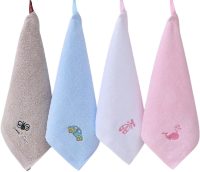 데이아스 순면 자수 고리수건, 4개, 혼합색상