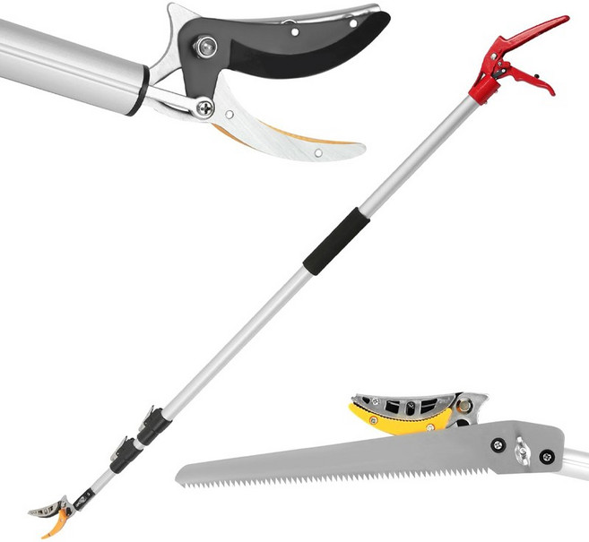 반전 높이조절 2단 고지톱 높은나무 가지치기 고지가위 장대 나무 1.4~2.2m, 1개