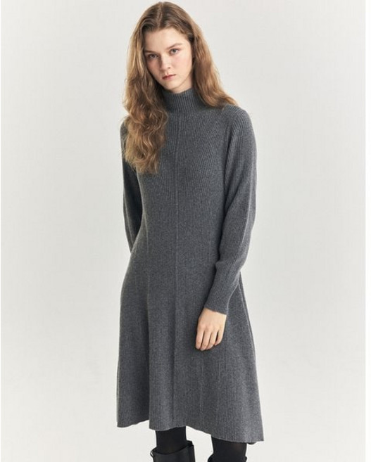 [매장정품] 헤지스레이디스 [클리어런스][울] 다크그레이 터틀넥 니트 원피스 HSDR4D903G3