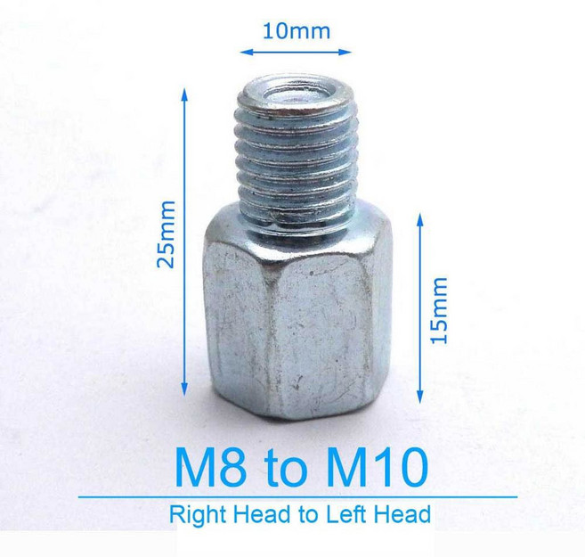 10mm 실버 블랙 어댑터 변경 나사 오른쪽 M8 미러 8mm 왼쪽 오토바이 스쿠터 모터 M10, Silver Type 6, 06 Silver Type 6