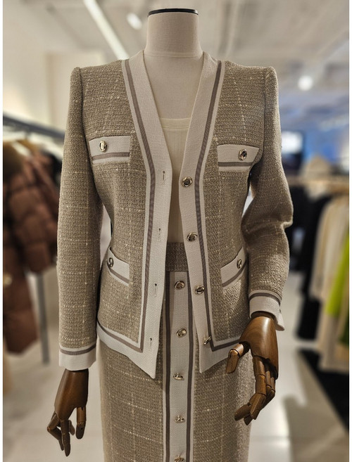 모조에스핀 라인배색 트위드자켓 S261MSF109 707438