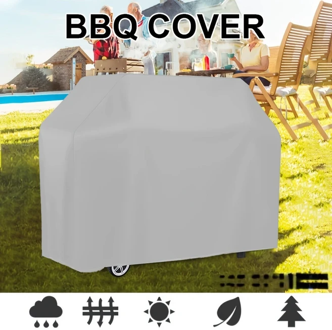 다양한 크기의 야외 정원 그릴 후드 내구성이 뛰어나고 청소가 쉬운 바베큐 사용에 적합한 강력한 보호용, 01 silver