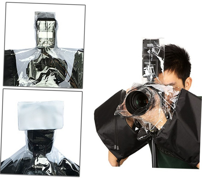 dslr 카메라 렌즈 스트로보 일체형 방수 레인 커버 출사준비물 촬영소품 카메라방수포, 헤드일체형
