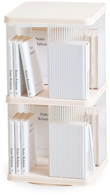 앤슬론 국내생산 몰리 회전 책장, 2단, 아이보리