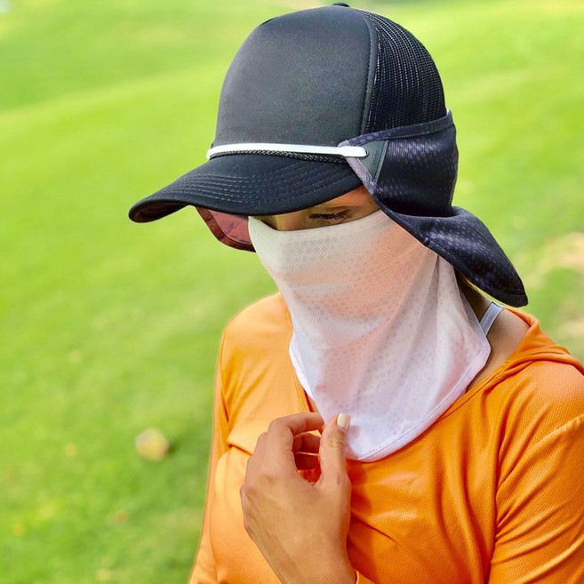 쿨네스 자외선차단 햇빛가리개 PGA 수상제품 여행 캠핑 골프 낚시 등산 자전거 넥워머 마스크, 화이트