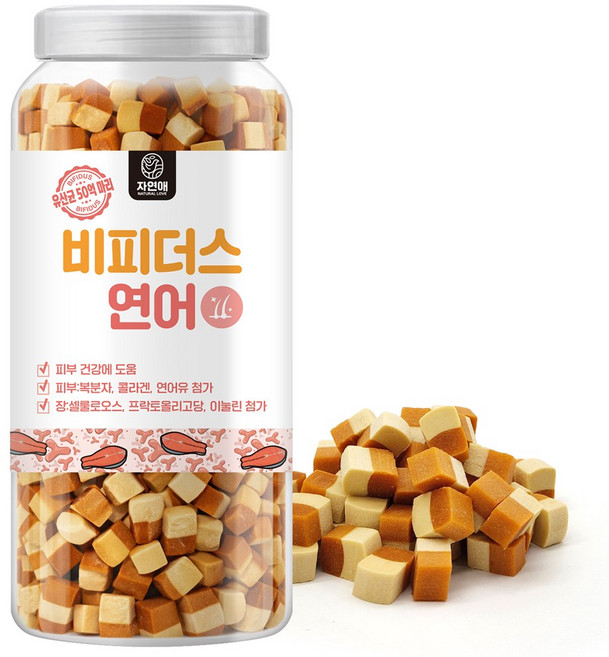 자연애보틀 유산균 장&피부 강아지 고양이 영양간식, 연어_유산균샌드, 1개, 500g