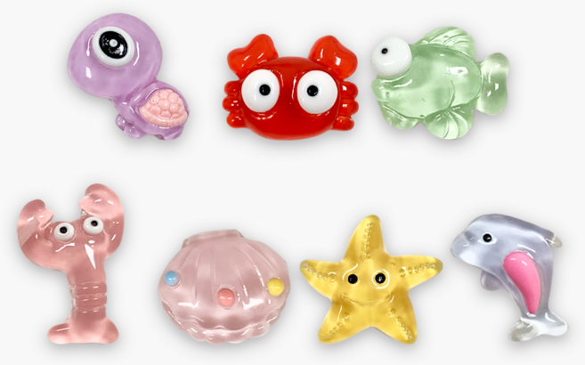 대용량 바다 속 친구들 ver1 데코파츠 7종 50개입 도매 데코덴 꾸미기 재료 부자재