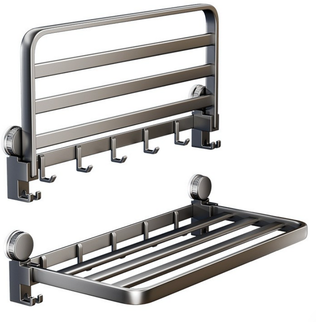 [무타공] 가비앤코 더 강력해진 접이식 벽부착 빨래건조대, 메탈그레이