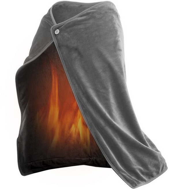 WINKDRAGON [100x70cm] 무선 온열담요 USB전력공급 5V/2A 폴리에스터 무릎담요 캠핑 휴대용 차박 기숙사 사무실 3단온도 타이머 컨트롤러, 100x70cm, 그레이