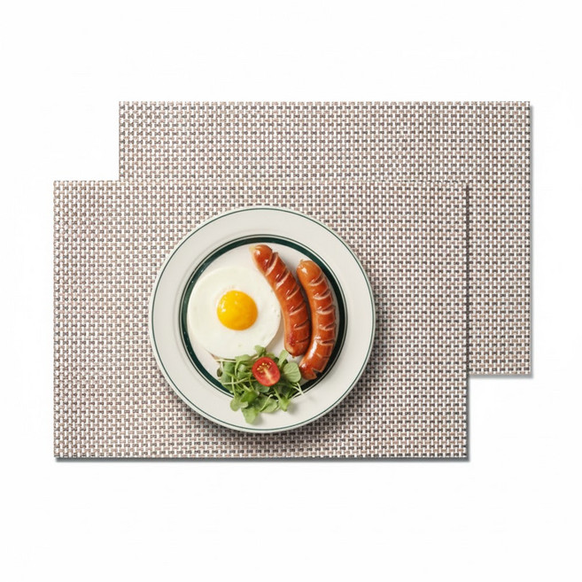 라벨르 PVC 방수 플레이팅 테이블 식탁 매트 2P, 1세트, 45.5 x 30 cm, 오트밀