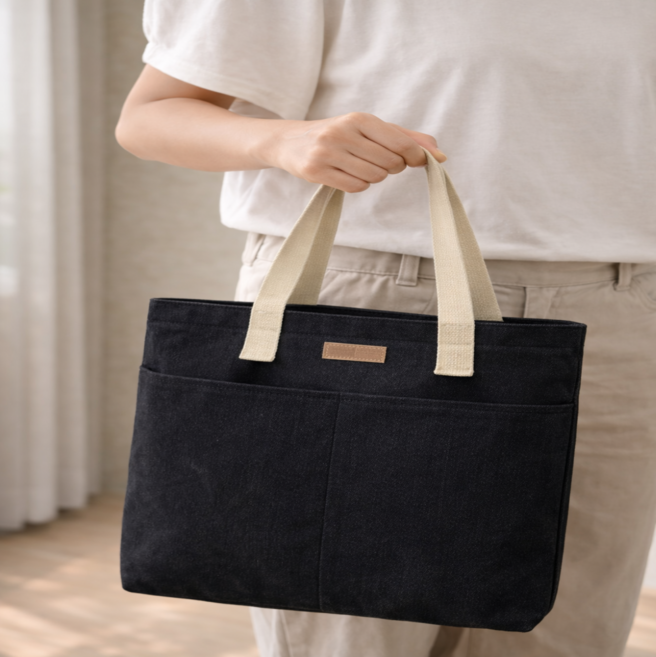 우주네 데님 캔버스 에코백 데일리 숄더백 빅사이즈 토트백