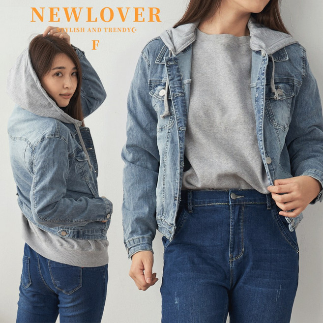NEWLOVER 牛仔彈性連帽外套 161-7389