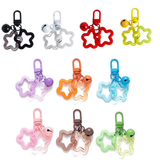 더블 별 방울 키링 10종 세트, 1개, 혼합