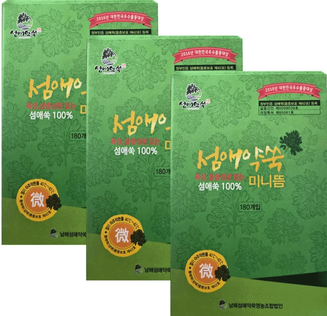 세븐메디컬 섬애쑥 100% 섬애약쑥 미니뜸 (미) 180개입, 3개 - 쿠팡