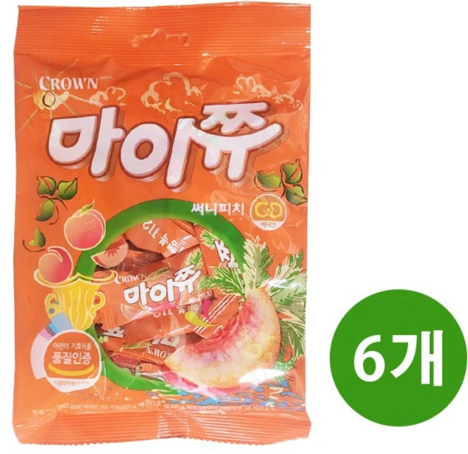 마이쮸 써니피치 필로우, 6개, 100g - 쿠팡
