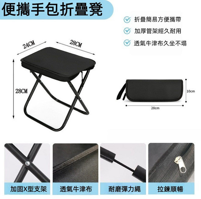 戶外金屬折疊戰術桌 便攜露營桌, 黑色【單層PE布】+手包凳