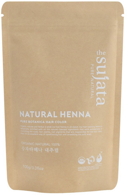 USDA 유기농 수자타 천연100% 헤나 가루 염색약, 내추럴, 1개