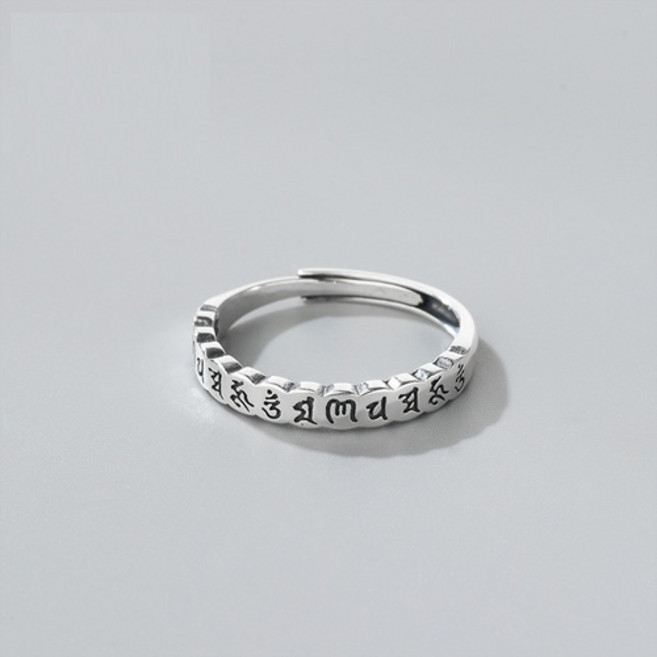 S925실버반지 불교 육자진언 은 반지 심플 링 반지 남여공유패션반지JZ006