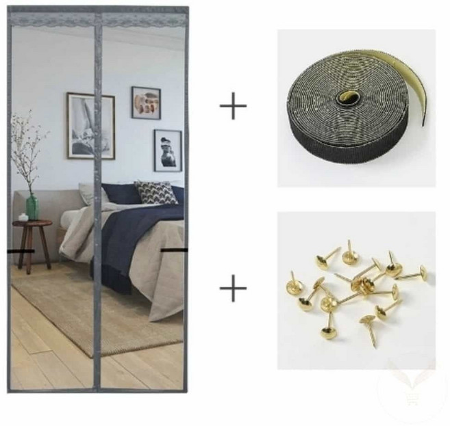 JDSTORE 문 모기장(90X200CM) (그레이) 모기방충망 현관문방충망 현관방충망 원터치모기장