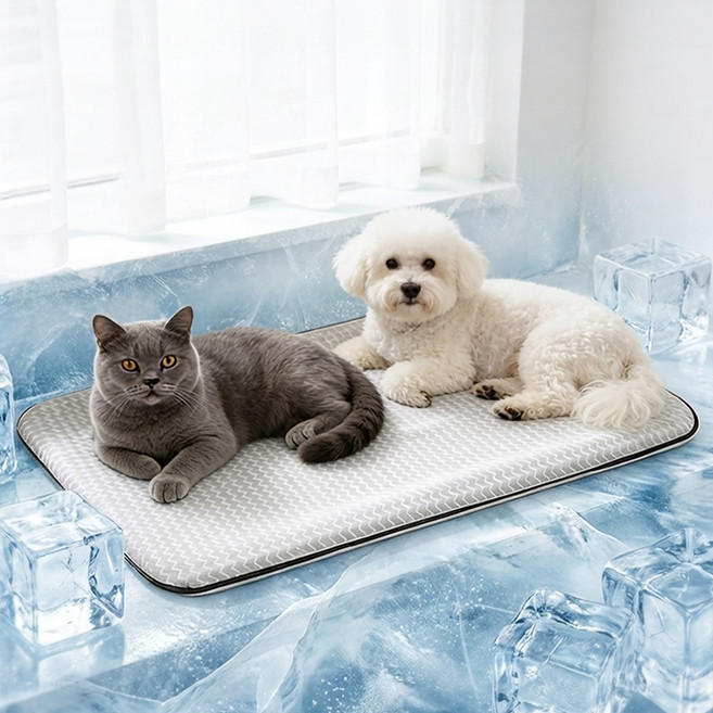 Zaxnouvi 강아지 쿨매트 여름용 냉감 패드 통기성 분리세탁 가능, 1개, 그레이