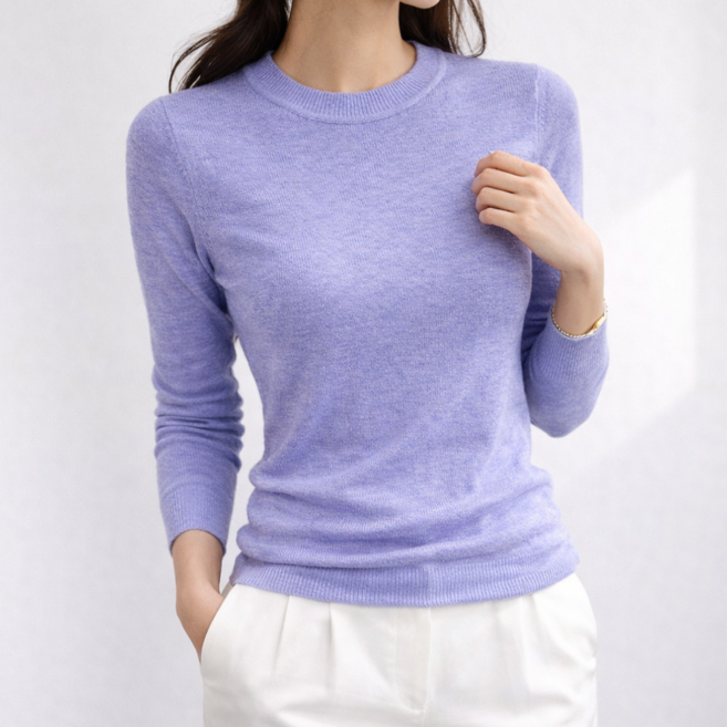 셀러크루 봄신상 여성 캐시미어 터치 슬림핏 라운드 니트 부드러운 안티필링 데일리 기본니트 55~66 추천