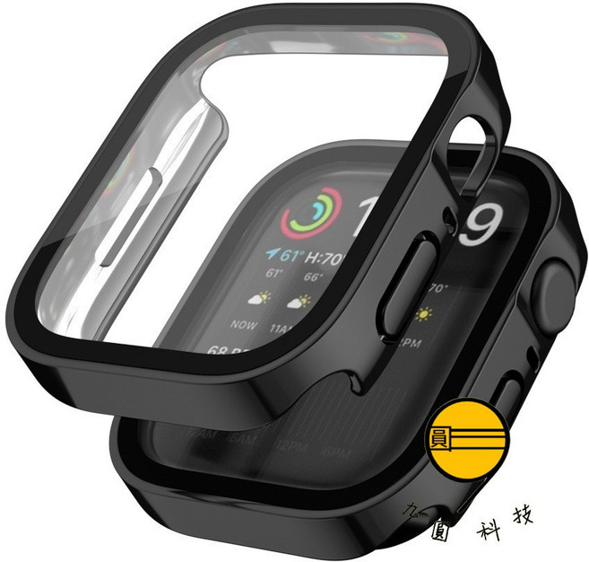 防窺一體式保護殼 適用於 Apple Watch 硬殼, 1個, 防水電鍍錶殼 黑色,46mm（S11/S10）通用, 黑色, 46mm