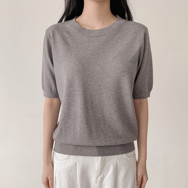 [벨르엘르] 여성 라운드 반팔 니트