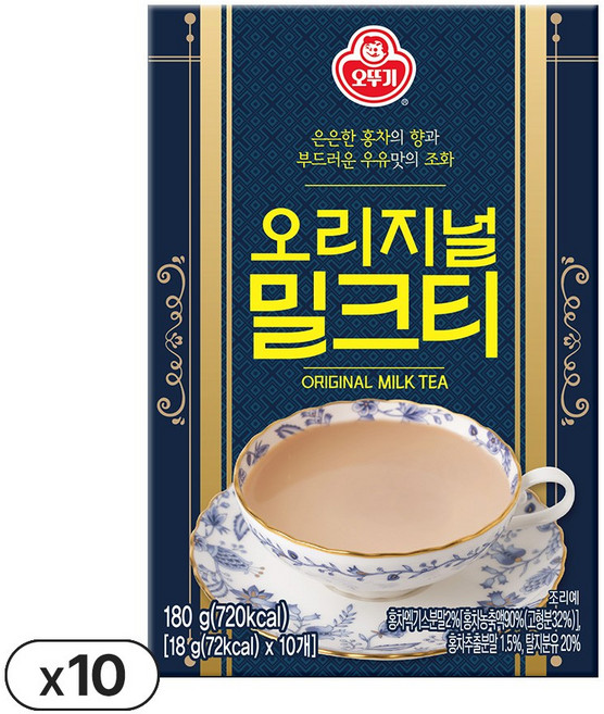 오뚜기 오리지널 밀크티(10T) 180g 10개, 18g, 10개입