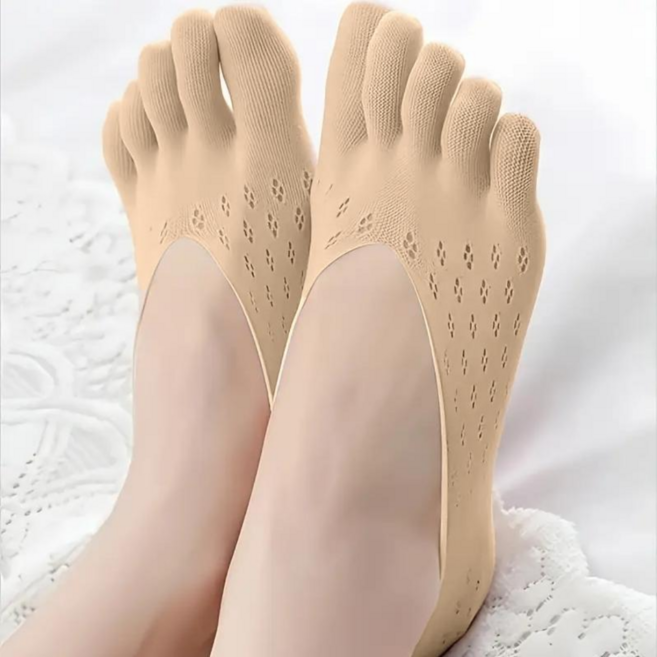 커버원 여성용 숨쉬는 메쉬 통기성 좋은 발가락 덧신 양말 5켤레 세트