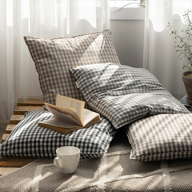 멜란체크 방석커버 솜포함, 브라운