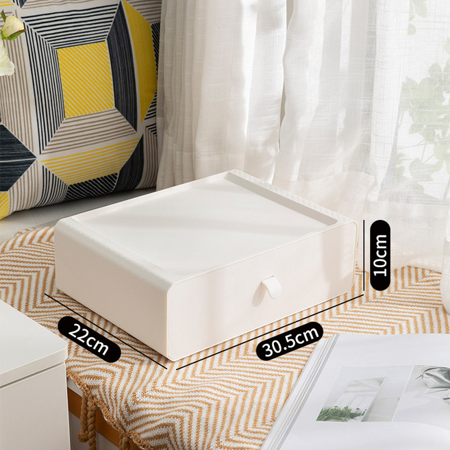 內衣襪子收納盒抽屜款大號可疊高桌面收納盒分隔內衣內褲文胸盒子, 1個, 白色