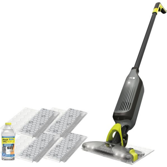 샤크 VACMOP 프로 무선 하드 플로어 클리너 진공 및 스프레이 걸레 강력한 흡입력 경량 LED 헤드라이트 일회용 패드 4개 12온스 멀티 표면 청소 솔루션 회색 VM252, Gray - 4 Pads, 4 Disposable VACMOP Pads