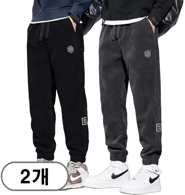 차쿠 1+1(2개) 남성 기모 코듀로이 바지 학생 캐주얼바지 봄 가을 트레이닝 팬츠 골덴바지 작업바지 현장바지