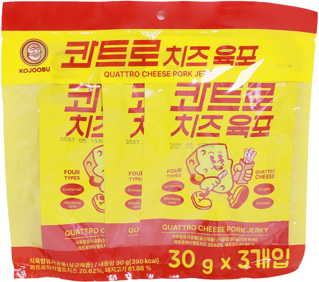 [환씨푸드]코주부 콰트로치즈육포 30g 돈육 4가지치즈, 1개, 90g