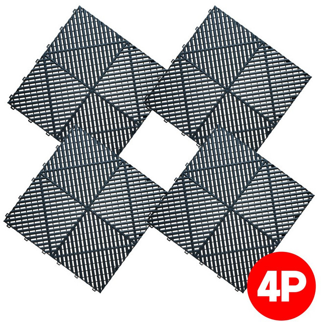 조립식 플라스틱 파렛트 바닥 창고 블럭깔판 받침대 길냥이 길고양이 매트 발판 4P, 블랙, 4개, 40x40cm