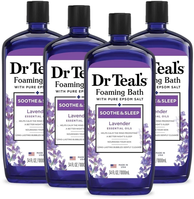 닥터틸즈 Dr Teal's 퓨어 엡섬솔트 수드 슬립 포밍 배스 라벤더 입욕제, 4개, 1L - 쿠팡