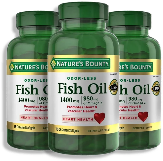 네이쳐스바운티 피쉬 오일 1400mg 글루텐 프리 무설탕 코티드 소프트젤 130정, 3개 - 쿠팡