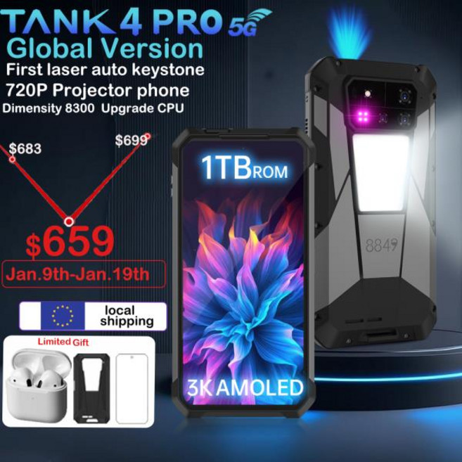 8849 탱크 4 프로 유니허츠 5G 러기드 프로젝터 스마트폰 36G 1TB 안드로이드 14 스포츠 폰 11600mAh 디멘, 01 512GB, 01  표준, 01 16GB
