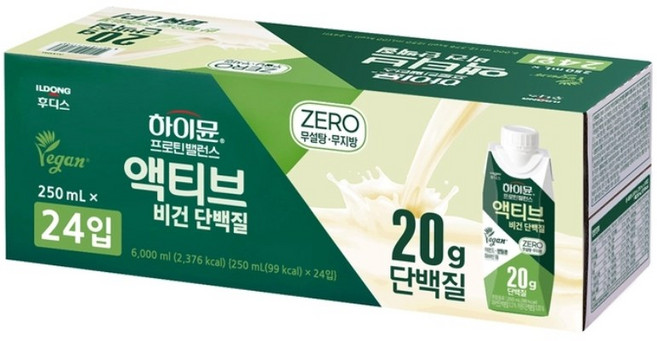 하이뮨 프로틴 밸런스 액티브 식물성 단백질 음료, 250ml, 24개