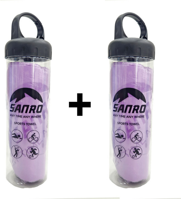 습식 스포츠 타올 대형 L사이즈 수영 등산 땀타올 1+1, 1세트, 퍼플+퍼플