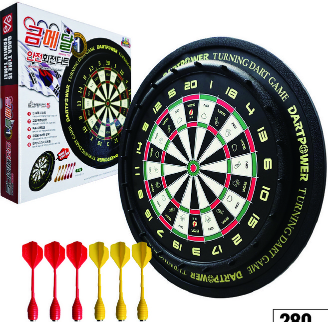 금메달 회전 자석다트 + 다트핀 6p, 1개, 혼합색상