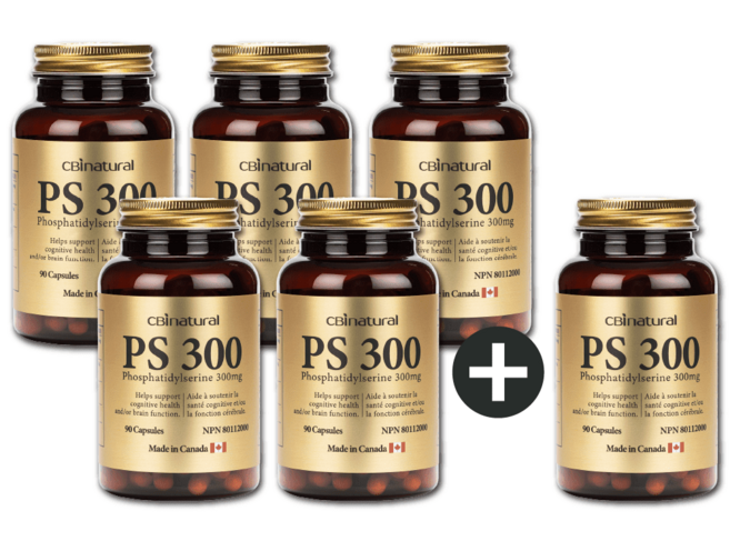 캐나다 고순도 포스파티딜세린 300mg 90캡슐 3개월분 PS 300 집중력 인지력 기억력 두뇌 집중 케어 캐나다 본사 직발송, 6개, 90정