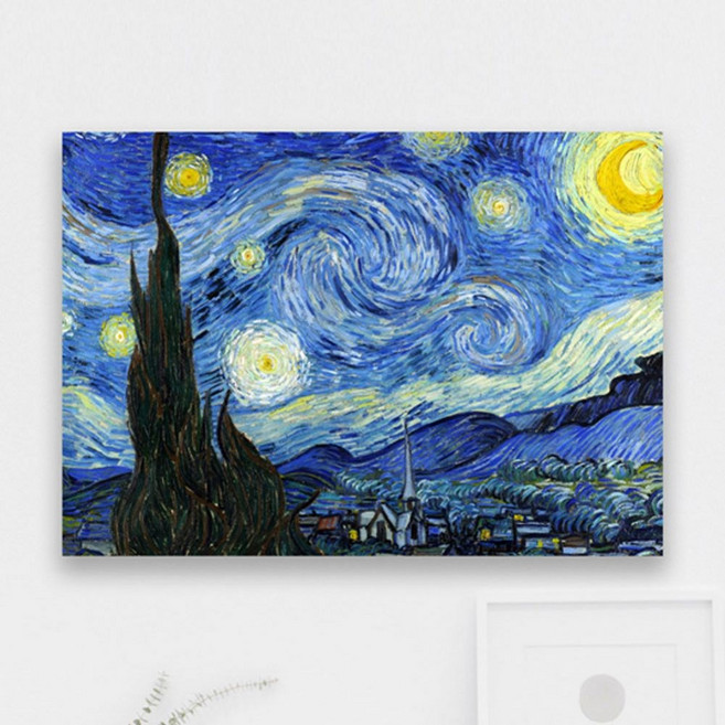 아트빈 인테리어 세계의명화캔버스액자 고흐[별이빛나는밤] 594x841x30mm(A1사이즈) 주문제작 갤러리가되는공간, 캔버스(프레임없음)