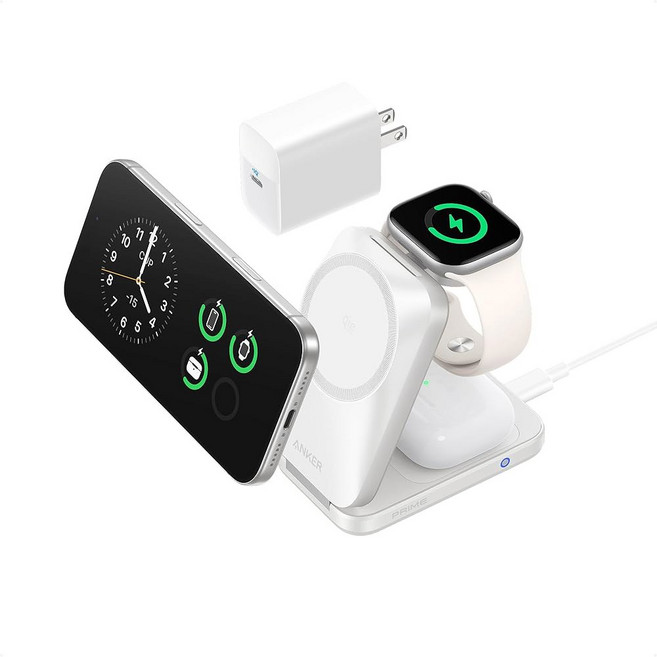엔커 Anker 프라임 3in1 무선충전기 스테이션 맥세이프 호환, Radiant White, Radiant White